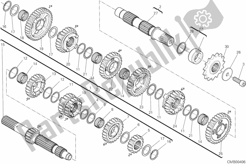 Toutes les pièces pour le Boîte De Vitesses du Ducati Superbike 1299S ABS USA 2015
